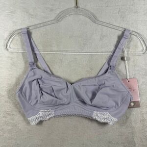 Cake Maternity Plum Melba Nursing Bra Lavender Purple Lace Wireless 32C